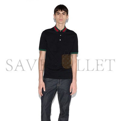 GUCCI COTTON PIQUET POLO WITH WEB COLLAR 701735